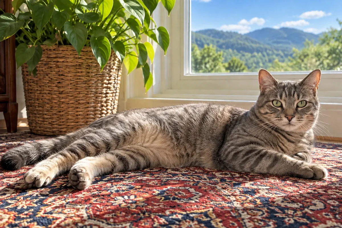 Simulazione di crop e scansione: il volto del gatto viene ritagliato, ingrandito al centro dell’immagine e analizzato da una linea blu. Il bordo si completa e compare ID detected. Lo sfondo resta sfocato.